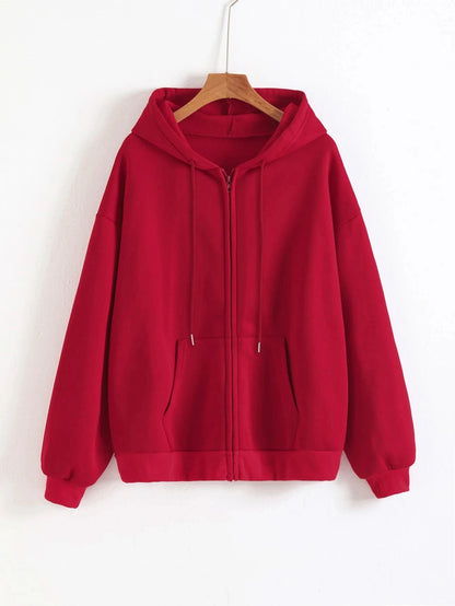 2025 Women Fleece Zip Up Hoodies Running Sports Sweatshirts Fashion Female Classic Casual Zipper Jackets Y2k Hip Hop Streetwear