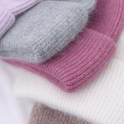 Hot Selling Winter Hat Real Rabbit Fur Winter Hats For Women Snowflake Warm Beanie cold Hats Women Solid Adult Cover Head Cap