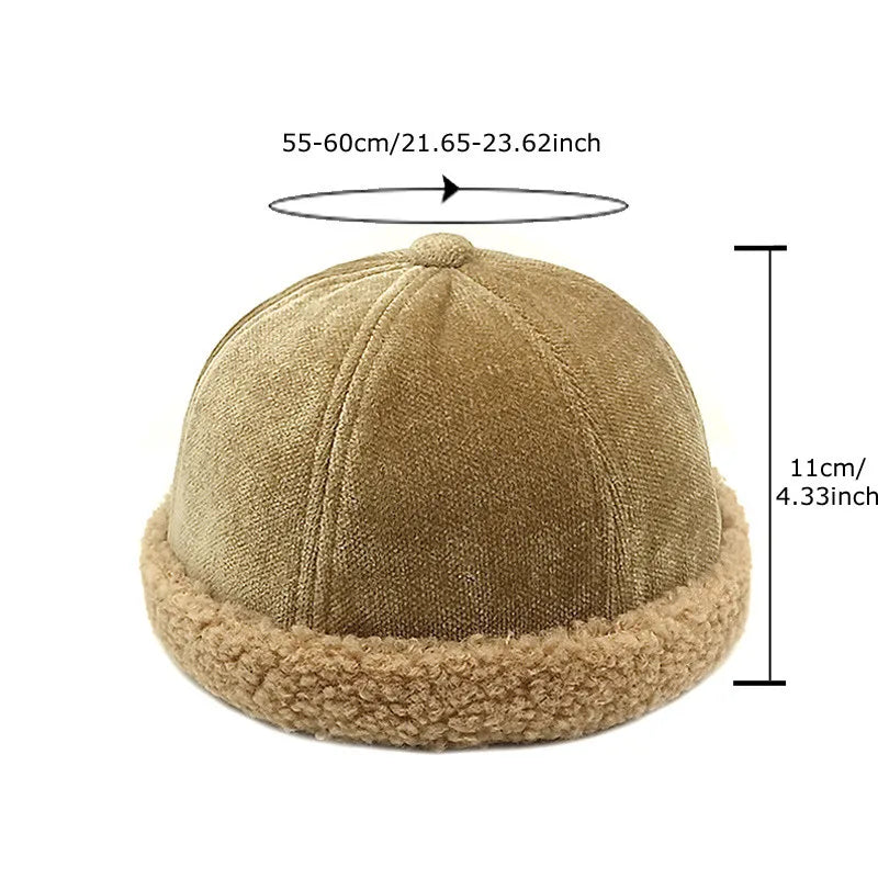 2026 Autumn and Winter Polyester Warm Solid Docker Cap Brimless Hat Beanie Landlord Sailor Cap Men and Women 115