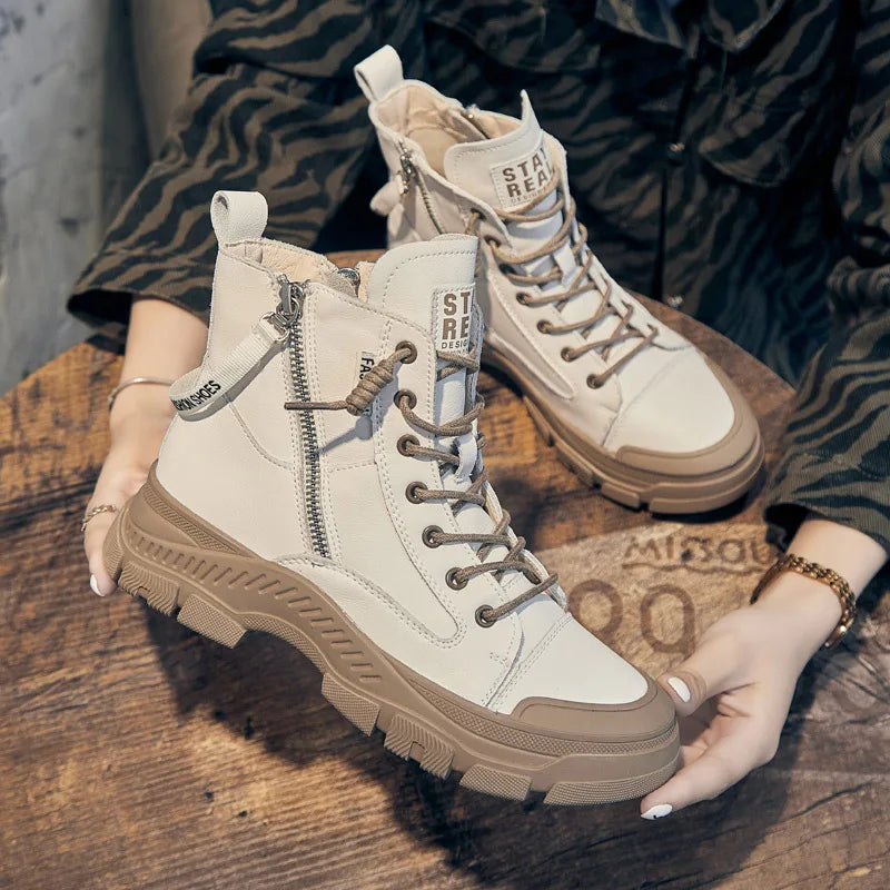 GKTINOO 2026 Autumn Winter Shoes Genuine Leather Sneakers Waterproof Boots for Women Thick Sole Women Ankle Boots Ladies Botas