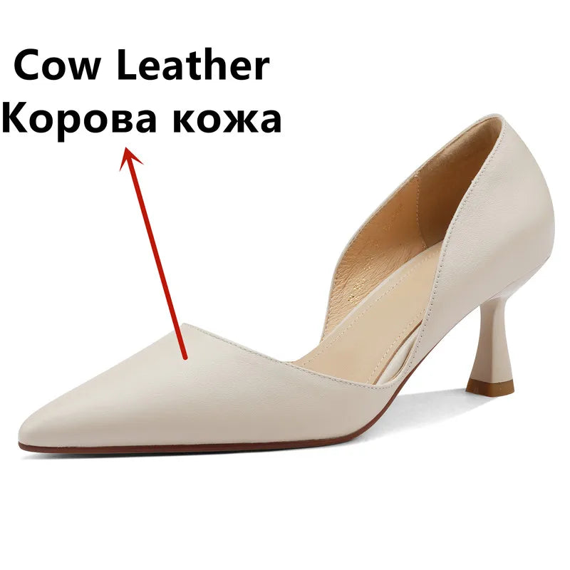 FEDONAS Basic Women Pumps Spring Summer Dress Office Ladies Pointed Toe Thin Heels Genuine Leather Shoes Woman Fashion Elegant