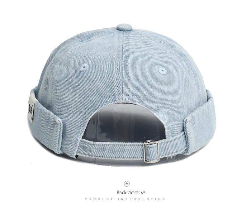 Top Denim Docker Cap Without Visor Letter Label Brimless Caps Adjustable Solid Color Hat Hats Unisex Adult Retro Hip Hop Street