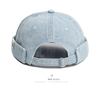 Top Denim Docker Cap Without Visor Letter Label Brimless Caps Adjustable Solid Color Hat Hats Unisex Adult Retro Hip Hop Street
