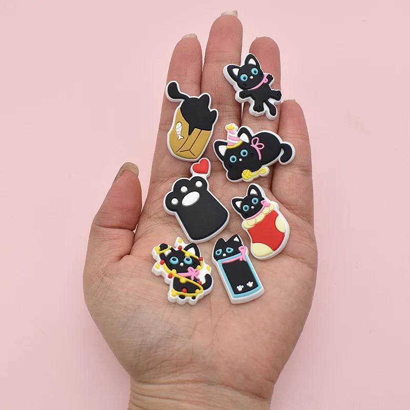 lovely cat series PVC shoe Charms Slippers Buckle combination Fit Wristbands accessories Decoration Bands gift unisex party