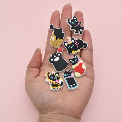 lovely cat series PVC shoe Charms Slippers Buckle combination Fit Wristbands accessories Decoration Bands gift unisex party