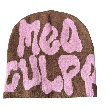 Mea Culpas Beanies Hats For Women Men Autumn Winter Fashion Printed Wool Acrylic Knitted Caps Bonnet Kpop Elastic Skullies Hat
