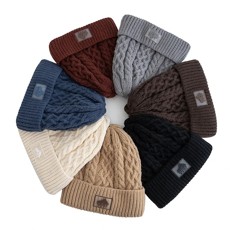 New Style Unisex Keep Warm Winter Hat Plush Fur Lined Stylish Warm Cap Beanie Hat For Men Women Outdoor Ski Sports Knitted Hat