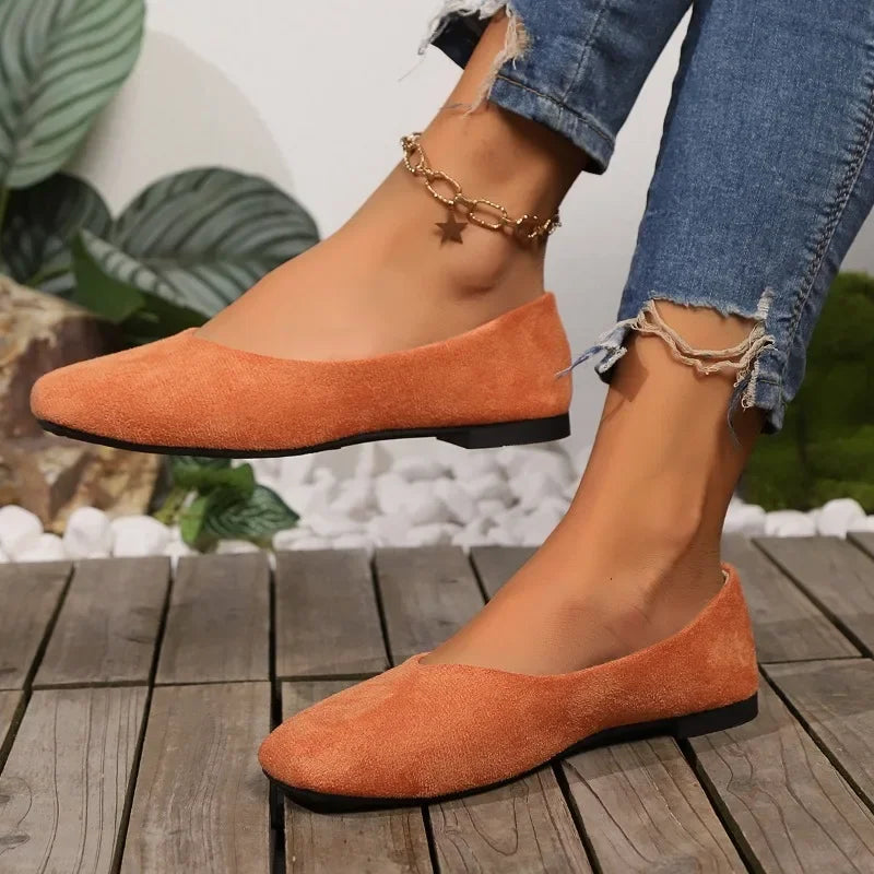 Women's Loafers 2025 New Elegant Ladies Causal Flat Shoes Square-toe Spring Autumn Shallow Women's Fashion Ballet Shoes Simple