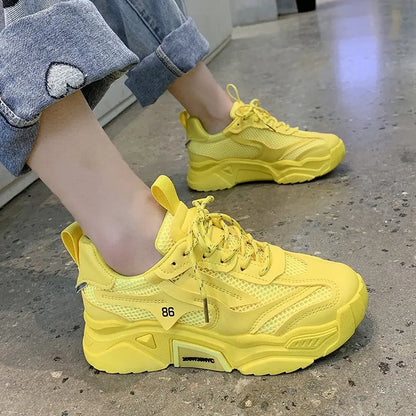 Women Purple Platform Sports Shoes Women Thick Sole Breathable Black Casual Shoes Fashion Slip On 2025 Outdoor Walking Sneakers