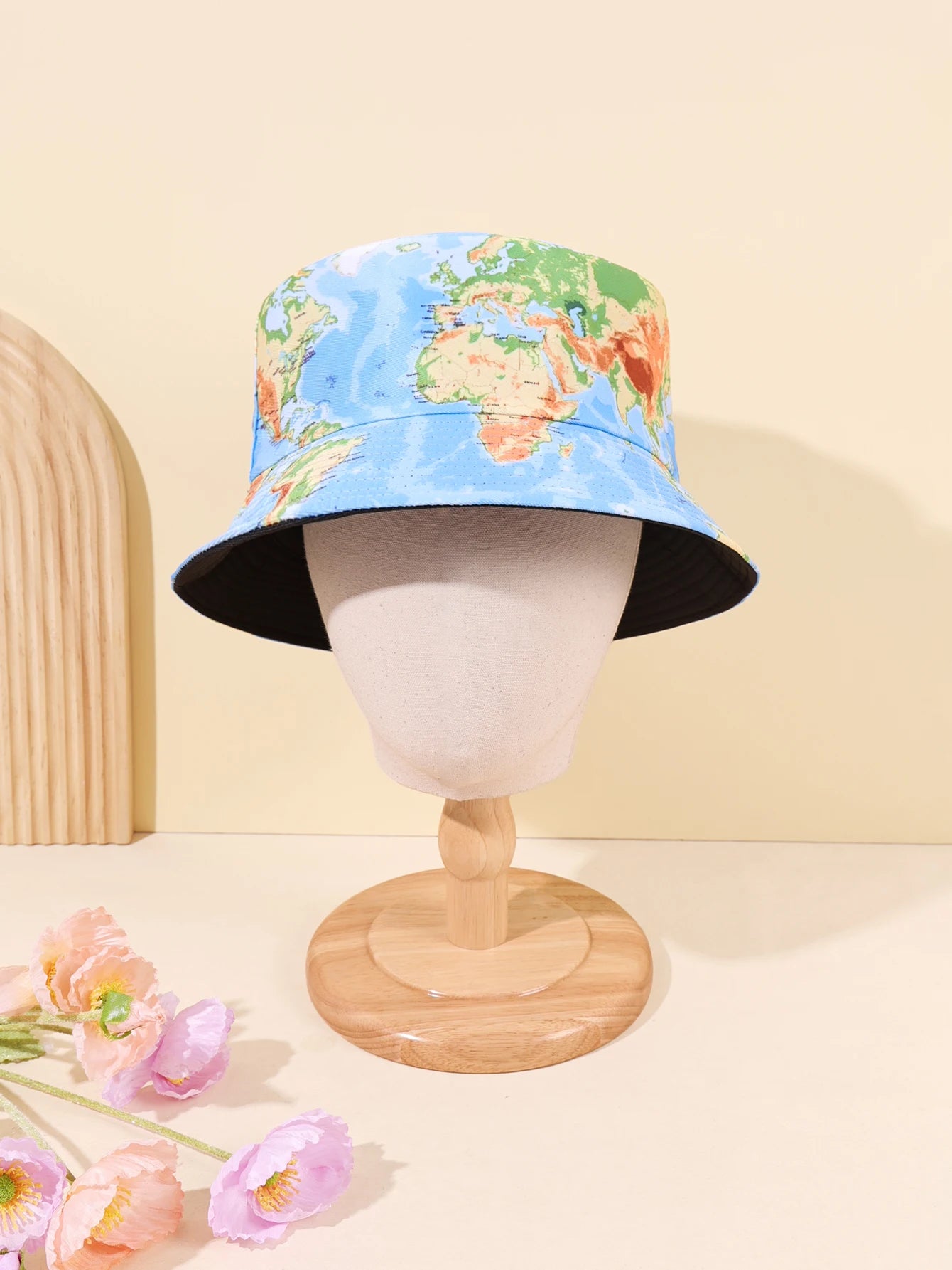 1PC global map fisherman hat, breathable soft fabric, trendy and cool travel style suitable for travel ️