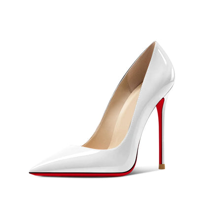 Red pointed high-heeled shoes for women 2025, new slim heel patent leather French sexy plus size black professional single shoes