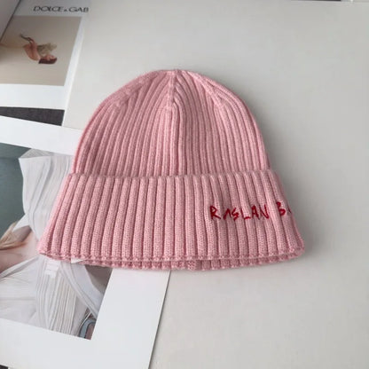 Winter Keep Warm Knitted Beanie Hat | Cold Weather Fashion Hat | Thick Unisex Letter Embroidered Cap for Men and Women |