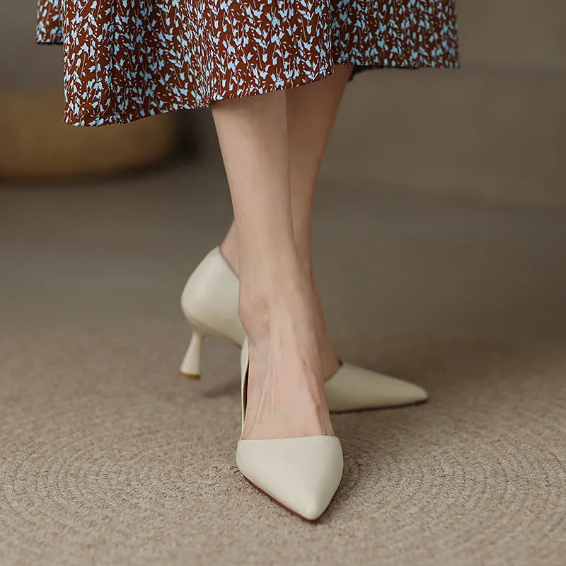 FEDONAS Basic Women Pumps Spring Summer Dress Office Ladies Pointed Toe Thin Heels Genuine Leather Shoes Woman Fashion Elegant