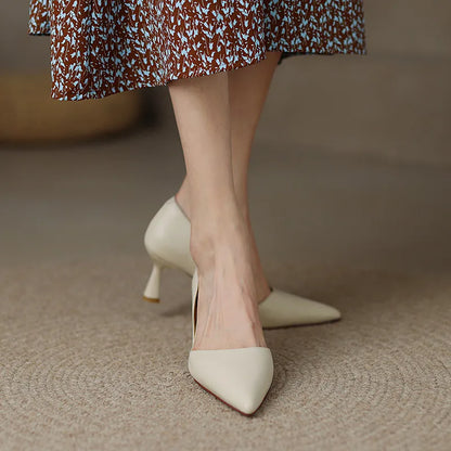 FEDONAS Basic Women Pumps Spring Summer Dress Office Ladies Pointed Toe Thin Heels Genuine Leather Shoes Woman Fashion Elegant
