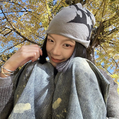 Women Hat Knitting Beanies Goth Star Caps Men Y2k Streetwear Winter Fashion Pullover Kpop Harajuku Vintage Warm Hip Hop Unisex