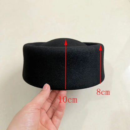 2025 Women's Hard Top Wool Beret Hat White Black Khaki Wool Felt Newsboy Hat Fashion Retro Fascinating Hostess Formal Designer