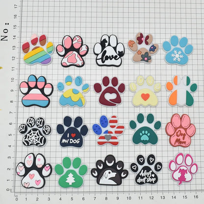lovely dog paw PVC shoe Charms Slippers Buckle combination Fit Wristbands accessories Decoration Bands gift unisex party