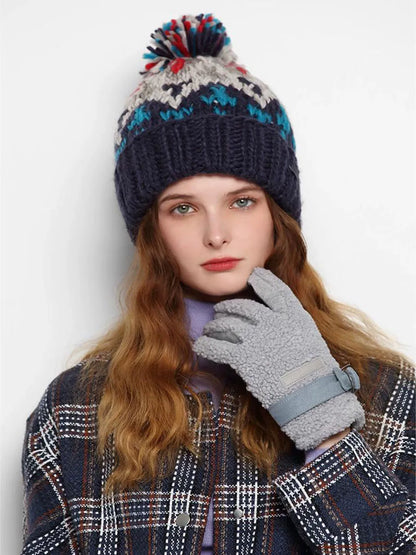 Skiing Cashmere Woman Winter Hat Autumn Beanies with Pompom Warm Wool Skullies Wholesales Acrylic Beanies Winter Hat for Woman