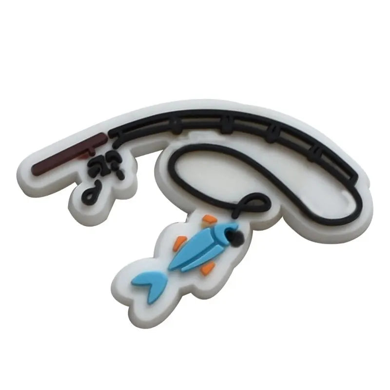 go fishing series PVC shoe Charms Slippers Buckle combination Fit Wristbands accessories Decoration Bands gift unisex party