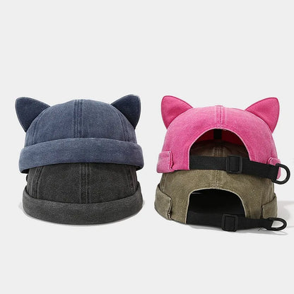 2024 Spring Summer Cotton Solid Color Docker Cap Brimless Hat Beanie Landlord Sailor Cap Women 01