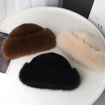 Fur Hat Women Warm Snow Ski Cap Female Faux Fox Fur Thick Warm Winter Hat Lady Windproof Russian Hat Ear Warmer Bonnet Hot Sale