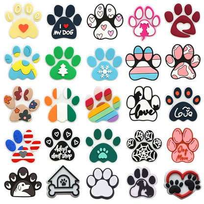 lovely dog paw PVC shoe Charms Slippers Buckle combination Fit Wristbands accessories Decoration Bands gift unisex party