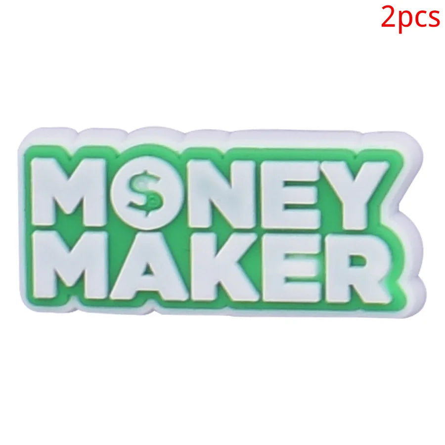 2pcs Lot Coin Money Shaped Character Shoe Buckles Charms Combination Designer for Women Accessories for Girls Adults Unisex Gift