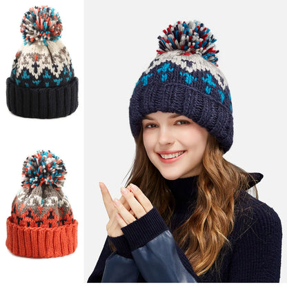 Skiing Cashmere Woman Winter Hat Autumn Beanies with Pompom Warm Wool Skullies Wholesales Acrylic Beanies Winter Hat for Woman