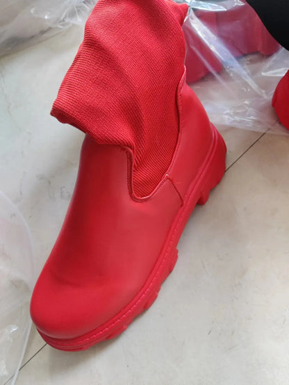 Women's Over The Knee Boots Stretch Knitted 2025 Autumn Fashion Female Platform Boot Splicing Ladies Sock Shoes Woman Long Boots