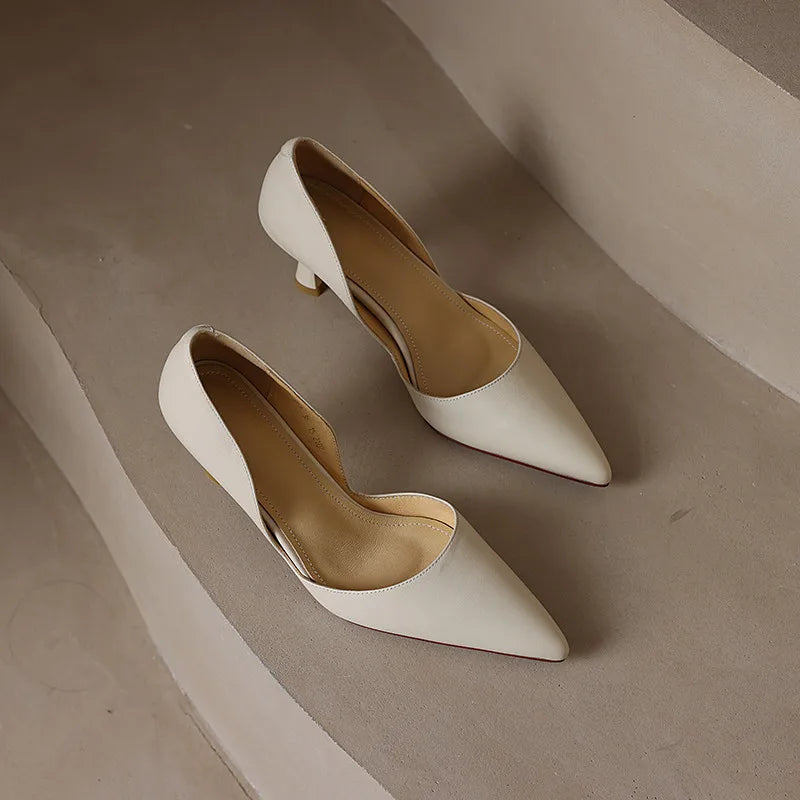 FEDONAS Basic Women Pumps Spring Summer Dress Office Ladies Pointed Toe Thin Heels Genuine Leather Shoes Woman Fashion Elegant