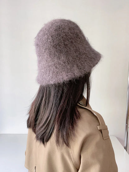 Good Angola Long Rabbit Fur Fisherman Bucket Hat Winter Fashion Soft Warm Wool Basin Cap Foldable Women Gift