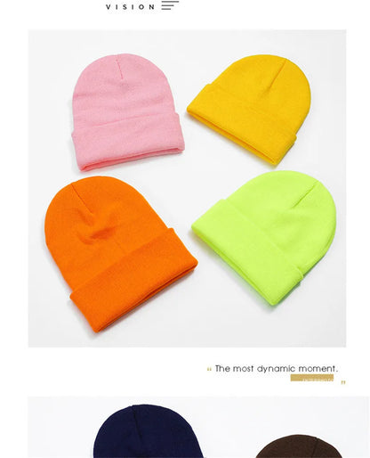 Acrylic Beanie Cap for Adult Winter Women Men Plain Skullies Beanie Hats Custom Logo Knitted Hats SKullies Skullcap