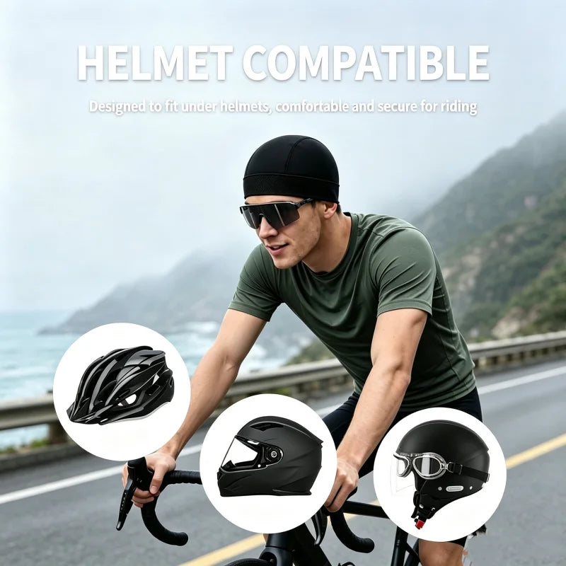 Summer Thin Breathable Mesh Skull Beanie Cap Sweat Absorbent Sport Cap Under Helmet Liner Moisture Wicking Quick Dry Cycling Hat