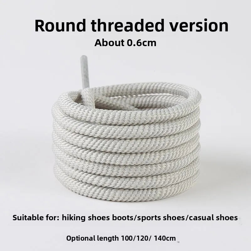 Light Gray Shoelaces Sports Shoes Wear-resistant Rope Men's Round Style Women's Flat Shoelaces Rope Casual Flat Round Sneakers