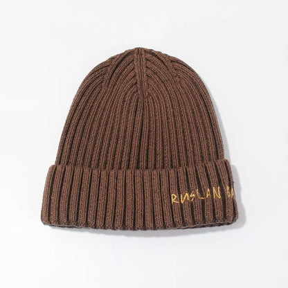 Winter Keep Warm Knitted Beanie Hat | Cold Weather Fashion Hat | Thick Unisex Letter Embroidered Cap for Men and Women |