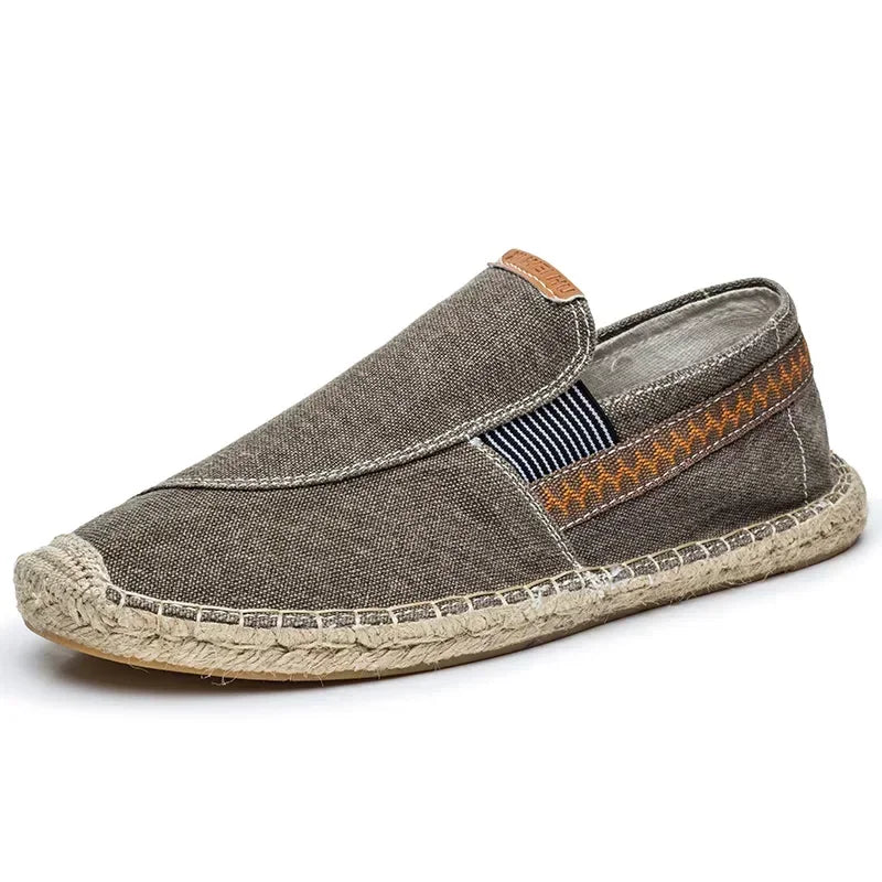 Mens Casual Vintage Loafers Flat Hemp Bottom Fishermen Shoes Driving Soft Shoes Holiday Beach Sailing Bohemian Autumn Size 38-45