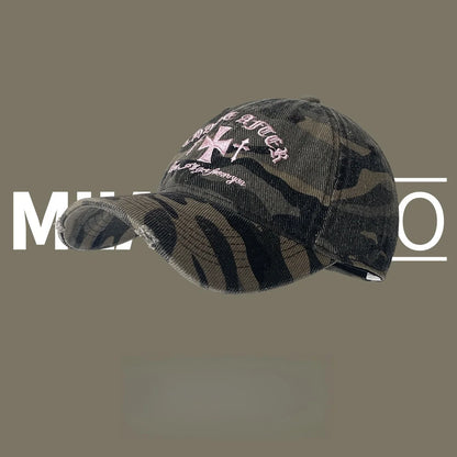 Retro Old Cross-Stitch Camouflage Baseball Cap for Men and Women Matching Face Small New Casual Soft Top Sun Baseball Cap