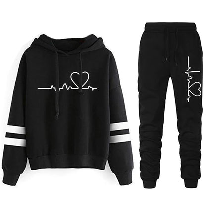 Womens Tracksuit Casual Stripe Versatile Sweatshirt Black Sweatpants Loose Print High Quality Outfits Single Piece Hoodies Pants
