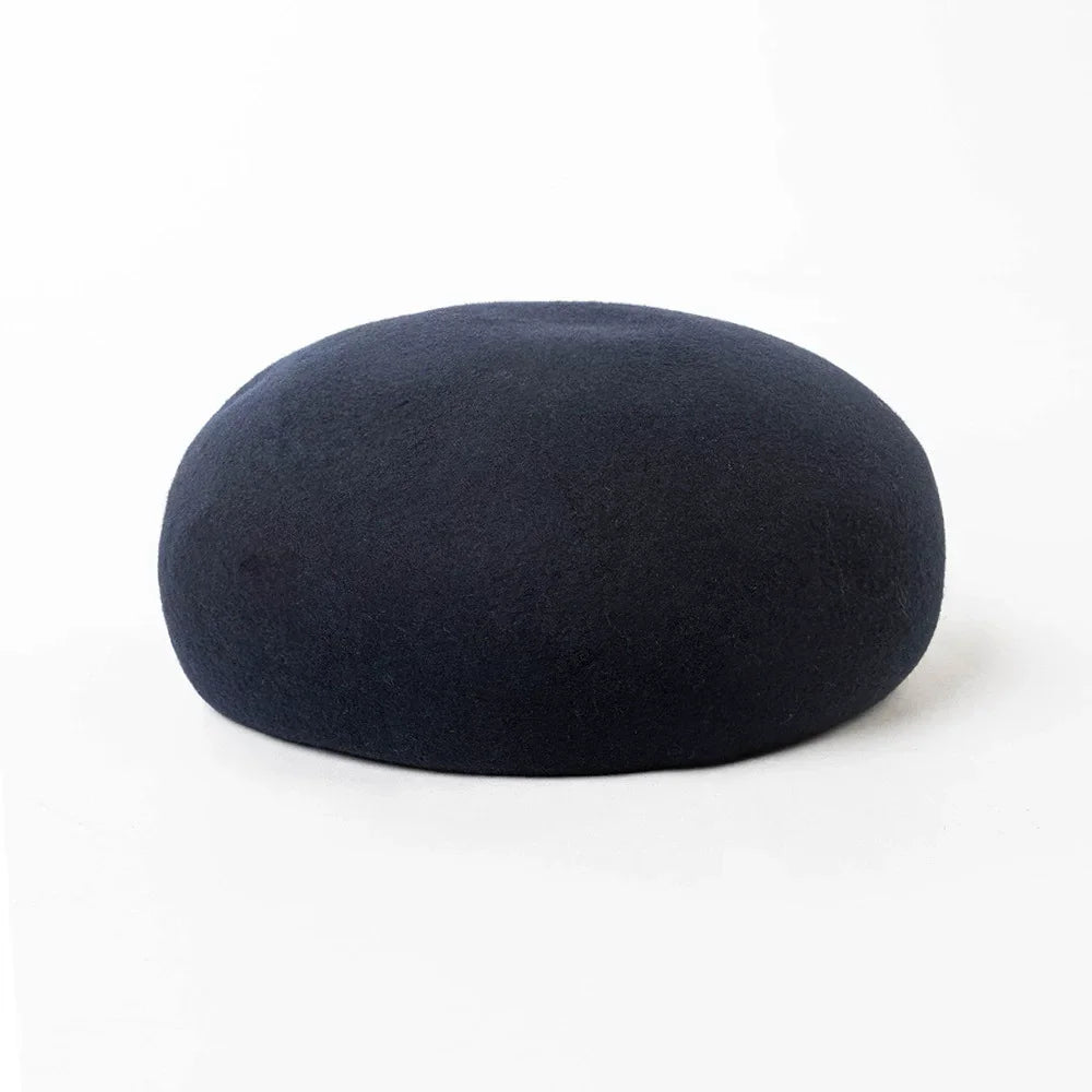 Women Wool Felt Berets Hat Vintage Hard Top Concave Top Fedoras Hats Wedding Fascinator Hats Wedding Cocktail Party Pillbox Cap