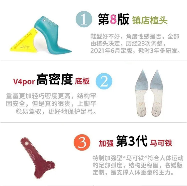 2026 New Black Fish Mouth Ultra High Women's Shoes, Sexy High Heels, Wearing Straight Pointed Lacquer Leather Open Toed Slippers
