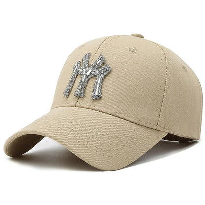 New MY Inlay Diamond Men's Outdoor Sports Baseball Hats Women's Fashion Trend Casual Duck Tongue Caps Suitable For All Seasons
