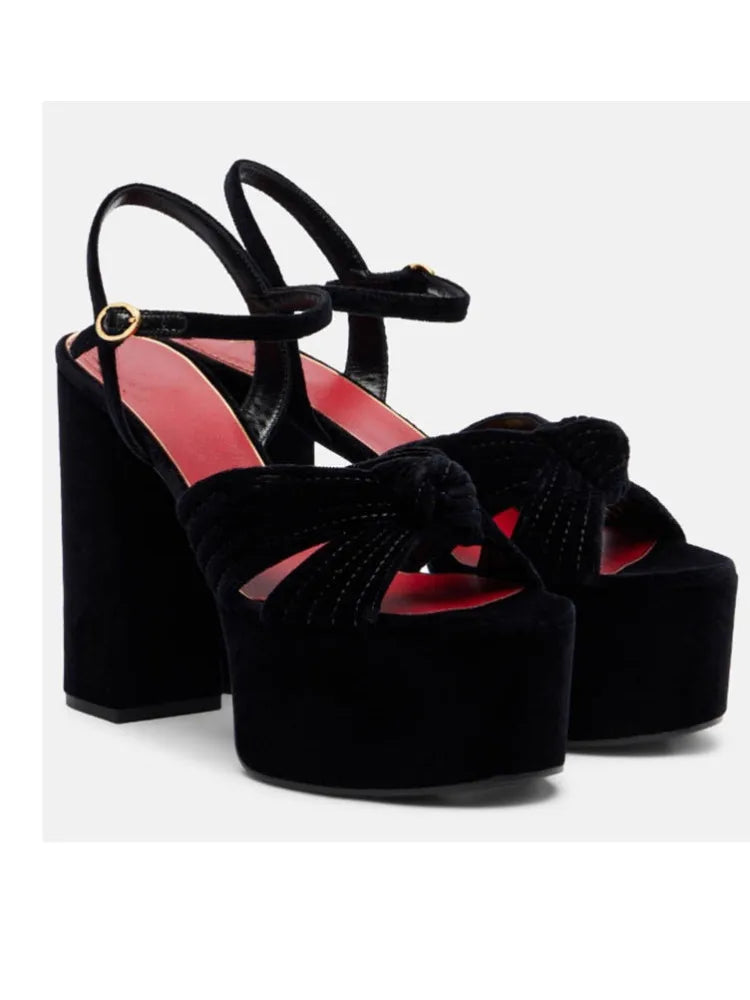 Ladies' Summer New Thick Soled Slim High-heeled Sandals, Fashionable Wedding and Runway Styles, Plus Size High-heeled Sandals