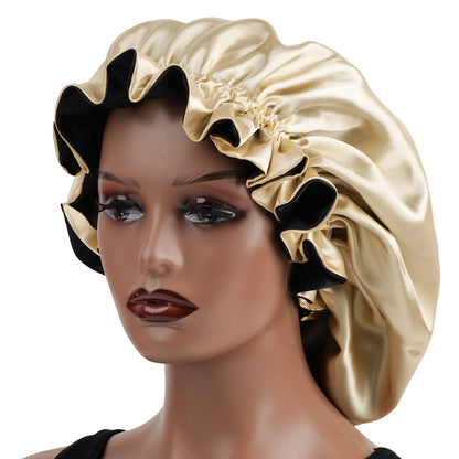 1Pc Double-Layered Minimalist Hair Bonnet Satin Bonnet Sleep Caps Can Be Worn on Both Sides Versatile Cap for Men/Women