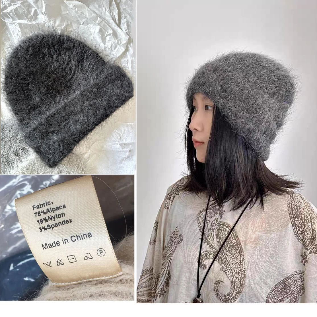 Good Angola Long Rabbit Fur Fisherman Bucket Hat Winter Fashion Soft Warm Wool Basin Cap Foldable Women Gift