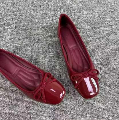 Women's Square Toe Bowknot Loafers, Shallow Slip-On Flat Shoes, Soft Sole Comfortable, Summer Casual Office Commuter, Plus Size