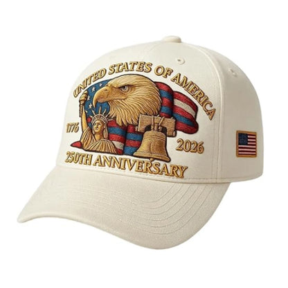 United States 250th Anniversary Cap Adjustable Washed Cotton Baseball Cap Vintage Tribute Eagle Printed Patriotic Trucker Hat