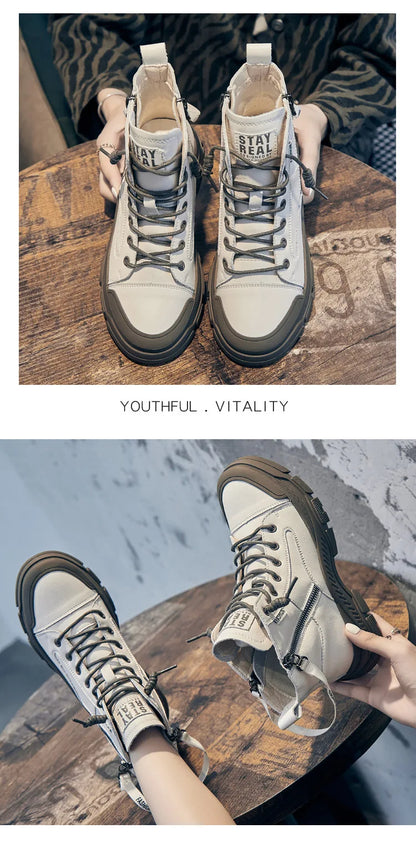 GKTINOO 2026 Autumn Winter Shoes Genuine Leather Sneakers Waterproof Boots for Women Thick Sole Women Ankle Boots Ladies Botas