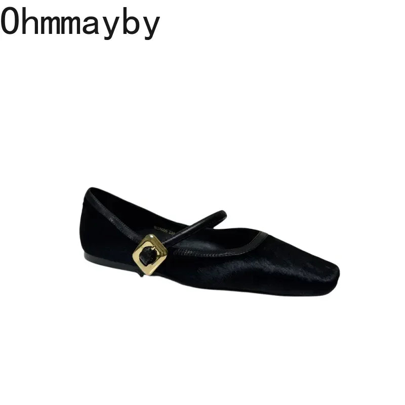 Designer Spring Autumn Women Leopard Shoes Fashion Shallow Buckle Ladies Flats Shoes Square Toe Women's Mary Jane Shoes