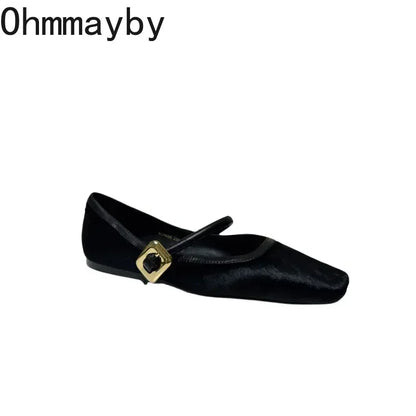 Designer Spring Autumn Women Leopard Shoes Fashion Shallow Buckle Ladies Flats Shoes Square Toe Women's Mary Jane Shoes