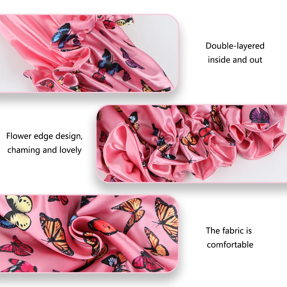 1Pc Double-Layered Minimalist Hair Bonnet Satin Bonnet Sleep Caps Can Be Worn on Both Sides Versatile Cap for Men/Women